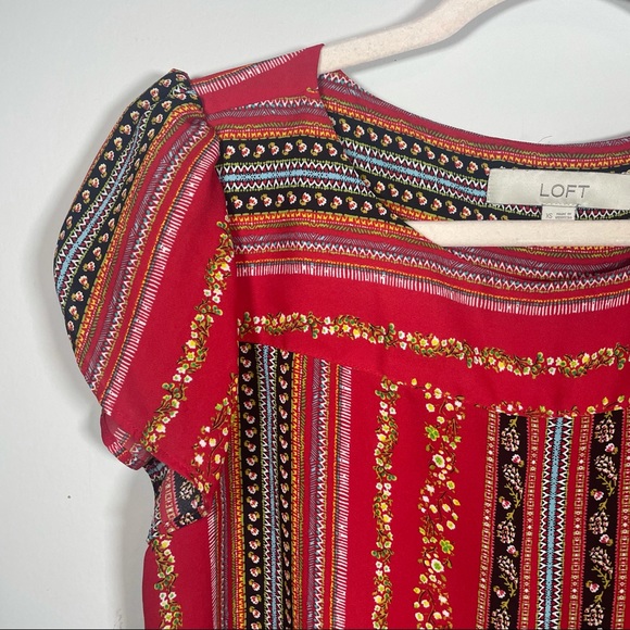 LOFT red patterned blouse - Picture 7 of 8